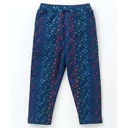 Babyhug Full Length Jeggings Star Print - Navy Blue