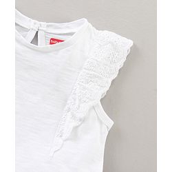 Babyhug Short Sleeves Top & Skirt Set Floral Print - White Peach