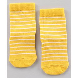 Cute Walk by Babyhug Ankle Length Antibacterial Socks Star Stripe And Whale Design Pack Of 3 - Blue Yellow