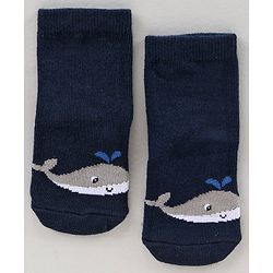 Cute Walk by Babyhug Ankle Length Antibacterial Socks Star Stripe And Whale Design Pack Of 3 - Blue Yellow