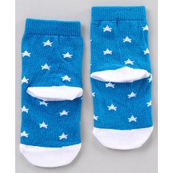Cute Walk by Babyhug Ankle Length Antibacterial Socks Star Stripe And Whale Design Pack Of 3 - Blue Yellow