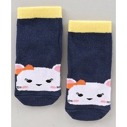 Cute Walk by Babyhug Ankle Length Antibacterial Socks Dot Stripe Cat Design Pack Of 3 - Blue Pink White