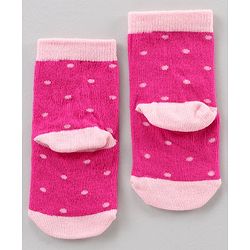 Cute Walk by Babyhug Ankle Length Antibacterial Socks Dot Stripe Cat Design Pack Of 3 - Blue Pink White