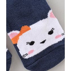 Cute Walk by Babyhug Ankle Length Antibacterial Socks Dot Stripe Cat Design Pack Of 3 - Blue Pink White