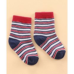 Cute Walk by Babyhug Ankle Length Antibacterial Socks Car Aeroplane And Stripe Design Pack Of 3 - Blue Red Grey