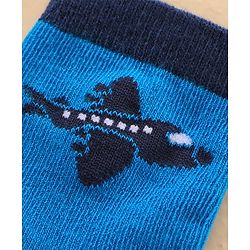 Cute Walk by Babyhug Ankle Length Antibacterial Socks Car Aeroplane And Stripe Design Pack Of 3 - Blue Red Grey