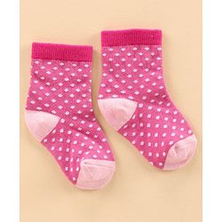 Cute Walk by Babyhug Ankle Length Antibacterial Socks Polka Dot Design Pack Of 3 - Pink Grey Violet