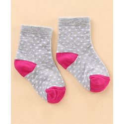 Cute Walk by Babyhug Ankle Length Antibacterial Socks Polka Dot Design Pack Of 3 - Pink Grey Violet