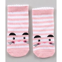 Cute Walk by Babyhug Ankle Length Antibacterial Socks Floral Dot And Stripe Design Pack Of 3 - Pink Blue