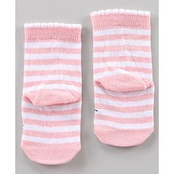 Cute Walk by Babyhug Ankle Length Antibacterial Socks Floral Dot And Stripe Design Pack Of 3 - Pink Blue