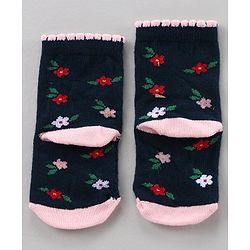 Cute Walk by Babyhug Ankle Length Antibacterial Socks Floral Dot And Stripe Design Pack Of 3 - Pink Blue