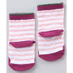 Cute Walk by Babyhug Ankle Length Antibacterial Socks Stripes And Fruit Design Pack Of 3 - Multicolor
