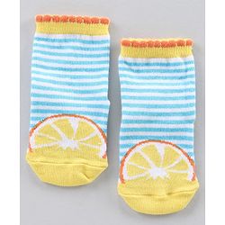Cute Walk by Babyhug Ankle Length Antibacterial Socks Stripes And Fruit Design Pack Of 3 - Multicolor