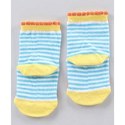 Cute Walk by Babyhug Ankle Length Antibacterial Socks Stripes And Fruit Design Pack Of 3 - Multicolor