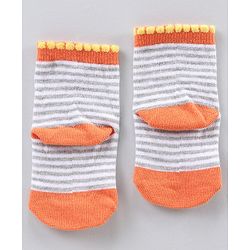Cute Walk by Babyhug Ankle Length Antibacterial Socks Stripes And Fruit Design Pack Of 3 - Multicolor