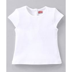 Babyhug Cotton Short Sleeves T-Shirt With Dungaree Orange Print- White Peach