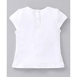 Babyhug Cotton Short Sleeves T-Shirt With Dungaree Orange Print- White Peach