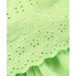 Babyhug Sleeveless Frock With Headband Schiffli Design - Green