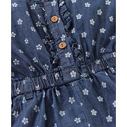Babyhug Sleeveless Denim Jumpsuit Floral Print- Blue