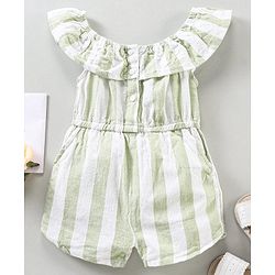 Babyhug Sleeveless Cotton Jumpsuit Stripes Print- Green