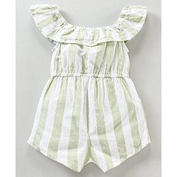 Babyhug Sleeveless Cotton Jumpsuit Stripes Print- Green