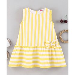 Babyhug Sleeveless Striped Frock - Yellow