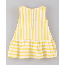 Babyhug Sleeveless Striped Frock - Yellow