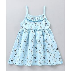 Babyhug Sleeveless Knee Length 100% Cotton Frock Pack of 2 - Green Blue