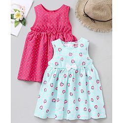 Babyhug Sleeveless Frock Pack of 2 - Pink Blue