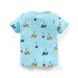 Babyhug Half Sleeves T-Shirt & Pyjama Set Yacht Print - Blue