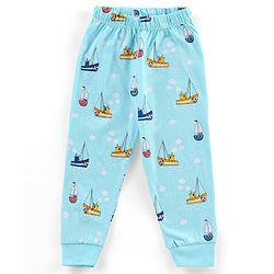 Babyhug Half Sleeves T-Shirt & Pyjama Set Yacht Print - Blue