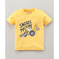 Babyhug Half Sleeves T-Shirt & Pyjama Set Construction Vehicle Print - Yellow White