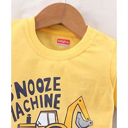 Babyhug Half Sleeves T-Shirt & Pyjama Set Construction Vehicle Print - Yellow White