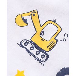 Babyhug Half Sleeves T-Shirt & Pyjama Set Construction Vehicle Print - Yellow White