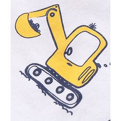 Babyhug Half Sleeves T-Shirt & Pyjama Set Construction Vehicle Print - Yellow White