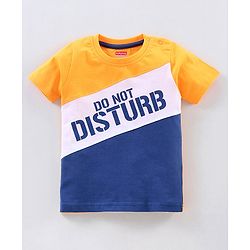 Babyhug Half Sleeves Tee & Pyjama Set Text Print - Yellow Blue