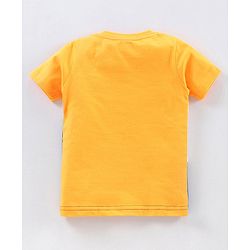 Babyhug Half Sleeves Tee & Pyjama Set Text Print - Yellow Blue