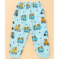 Babyhug Full Sleeves Pyjama Set Bear & Crane Print - Blue