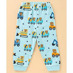 Babyhug Full Sleeves Pyjama Set Bear & Crane Print - Blue