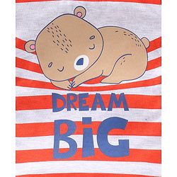 Babyhug Half Sleeves T-Shirt & Shorts Set Bear & Stripes Print - Red Blue