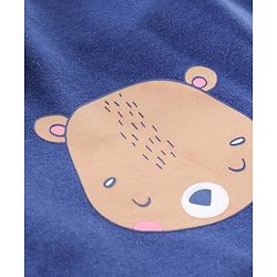 Babyhug Half Sleeves T-Shirt & Shorts Set Bear & Stripes Print - Red Blue