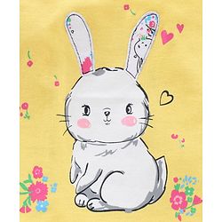 Babyhug Half Sleeves Cotton Night Suit Bunny Print - Yellow White