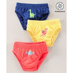 Babyhug Antibacterial Briefs Dinosaurs Print Pack of 3 - Multicolour