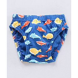 Babyhug Antibacterial Fish Print & Striped Briefs Pack Of 3 - Multicolor