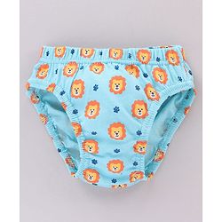 Babyhug Cotton Lion Print & Striped Briefs Pack Of 3 - Blue & Orange