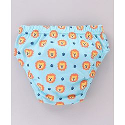 Babyhug Cotton Lion Print & Striped Briefs Pack Of 3 - Blue & Orange