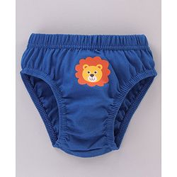 Babyhug Cotton Lion Print & Striped Briefs Pack Of 3 - Blue & Orange