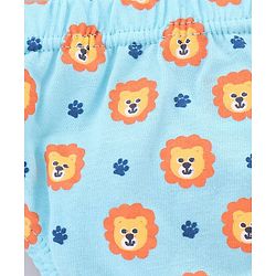 Babyhug Cotton Lion Print & Striped Briefs Pack Of 3 - Blue & Orange