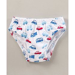 Babyhug Anti-Bacterial Briefs Vehicle Print & Striped Pack Of 3 - Multicolour