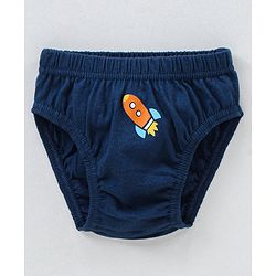 Babyhug Antibacterial Cotton Briefs Rocket And Star Print Pack Of 3 - Blue Orange